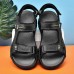 Men Beach PU Leather Non Slip Hook Loop Opened Toe Outdoor Sandals