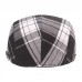 Men Cotton Plaid Pattern Sunshade Short Brim Casual Vintage Forward Hats Beret Flat Caps