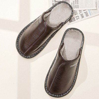 Men Thick  sole Plush Lining Waterproof Slip Resistant Home Winter Slipers